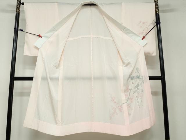平和屋着物●長襦袢 無双仕立て 手描き 枝花文 正絹 逸品 DAAW5203ud