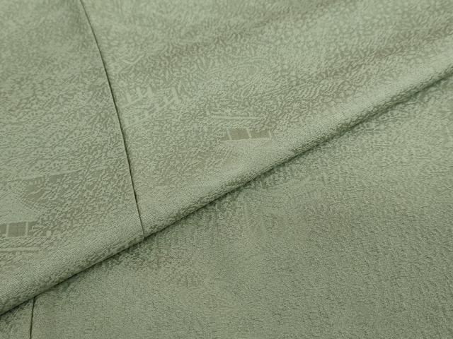 平和屋着物●上質な色無地 風景草花地紋 柳茶色 正絹 逸品 DAAW5240ud