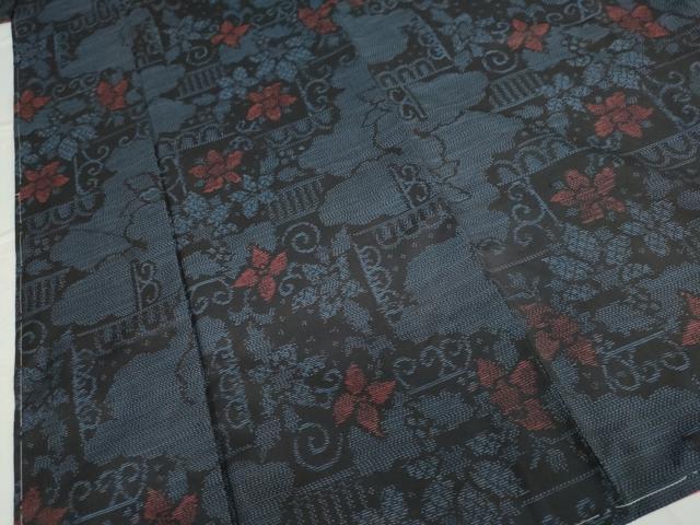 平和屋着物●本場大島紬 雲霞草花文 正絹 逸品 未使用 DAAW5301ud