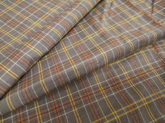 平和屋着物●上質な紬 格子文 正絹 逸品 DAAW5328ud