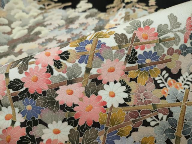 平和屋着物●本加賀友禅作家 土田外男 黒留袖 風景草花文 正絹 逸品 DAAW5361ud