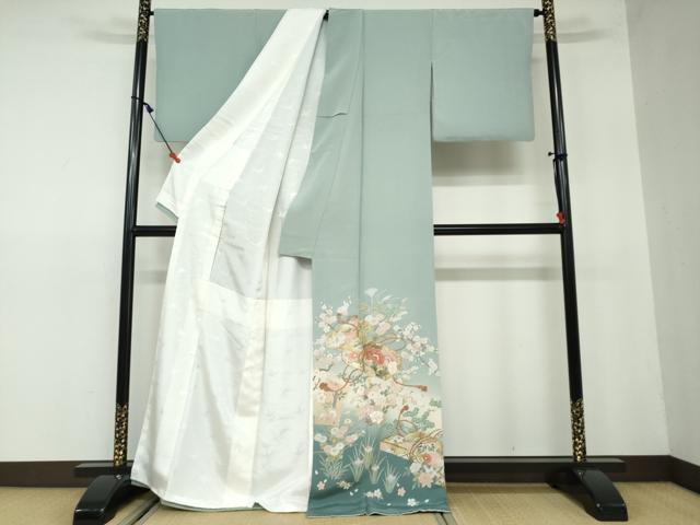 平和屋着物●豪華色留袖 駒刺繍 文箱草花文 暈し染め 金彩 正絹 逸品 DAAW5367ud