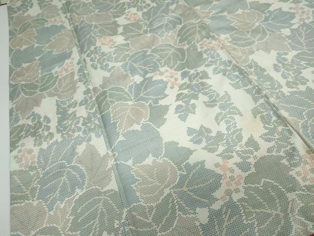 平和屋着物●上質な紬 葡萄蔦の葉文 正絹 逸品 DAAW5396ud