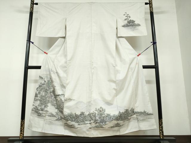 平和屋着物●本場大島紬 訪問着 作家物 遠山風景樹林文 正絹 逸品 DAAW5446ud