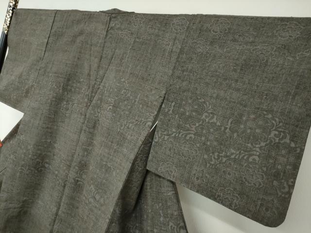 平和屋着物●訪問着 紬地 草花文 正絹 逸品 DAAW5473ud