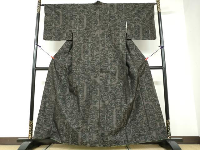 平和屋着物●本場大島紬 古代染色純泥染 笹竹文 国木勝志作 証紙付き 正絹 逸品 DAAW5475ud