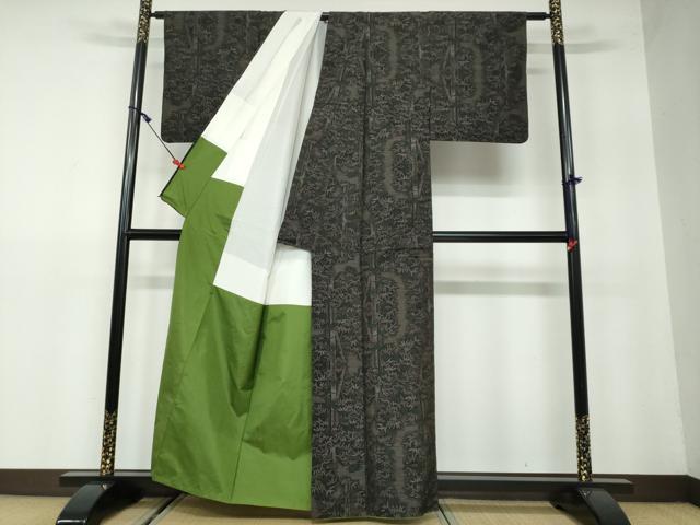 平和屋着物●本場大島紬 古代染色純泥染 笹竹文 国木勝志作 証紙付き 正絹 逸品 DAAW5475ud