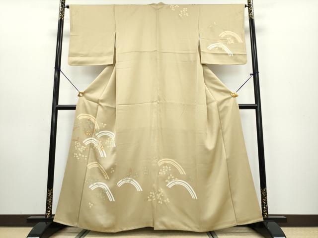 平和屋着物●訪問着 駒刺繍 枝葉文 金彩 正絹 逸品 DAAW5502ud
