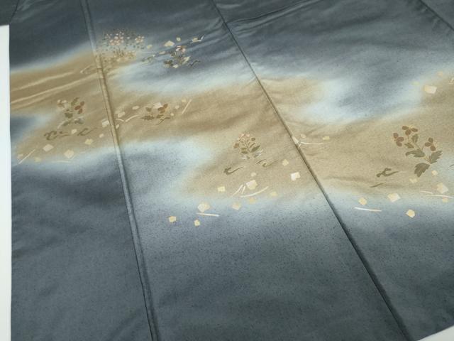 平和屋着物●本場染大島紬 訪問着 道長草花文 暈し染め 金彩 正絹 逸品 DAAW5514ud