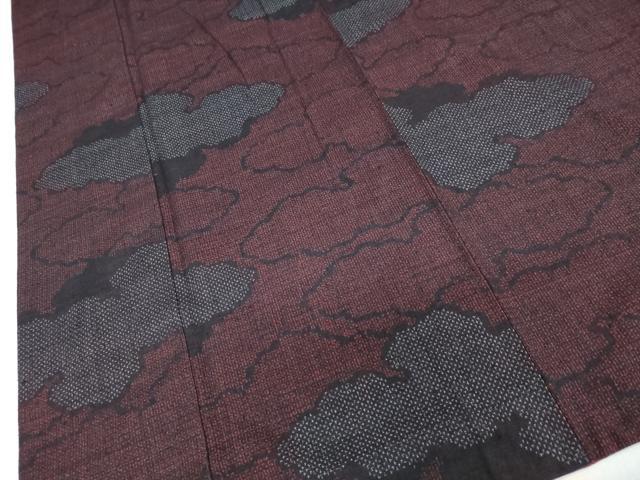 平和屋着物●結城紬 80亀甲 雲霞文 ロング丈 正絹 逸品 DAAW5521ud