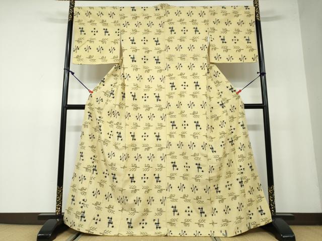 平和屋着物●上質な紬 絣文様 正絹 逸品 DAAW5526ud