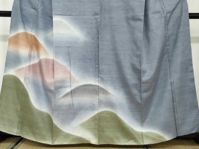 平和屋着物●訪問着 紬地 遠山文 暈し染め 正絹 逸品 DAAW5547ud