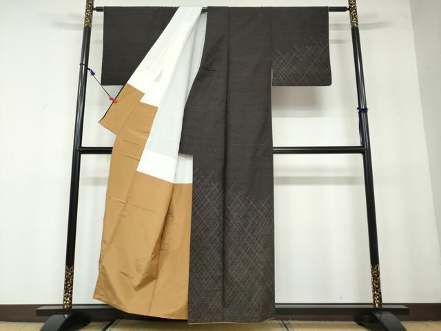 平和屋着物●訪問着 紬地 抽象文様 正絹 逸品 DAAW5551ud