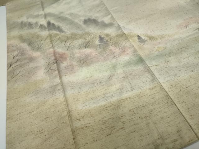 平和屋着物●訪問着 ぜんまい紬 風景樹林文 暈し染め 正絹 逸品 DAAW5555ud
