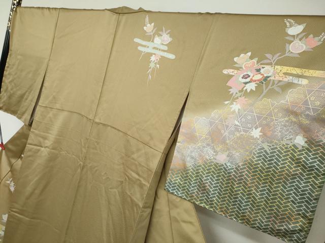 平和屋着物●訪問着 駒刺繍 花車文 暈し染め 金銀彩 正絹 逸品 DAAW5583ud