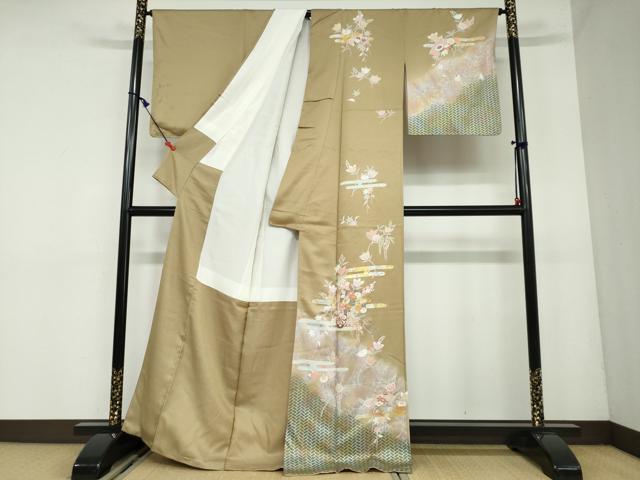 平和屋着物●訪問着 駒刺繍 花車文 暈し染め 金銀彩 正絹 逸品 DAAW5583ud