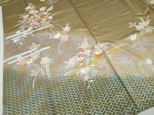 平和屋着物●訪問着 駒刺繍 花車文 暈し染め 金銀彩 正絹 逸品 DAAW5583ud