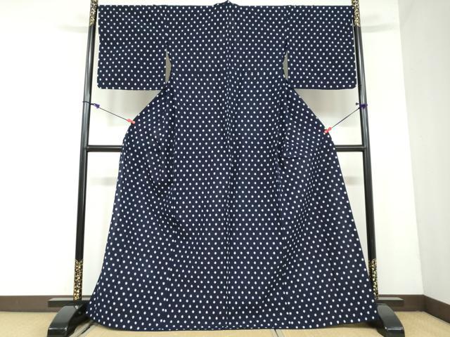 平和屋着物●久留米絣 単衣 水玉 綿 逸品 DAAW5590ud