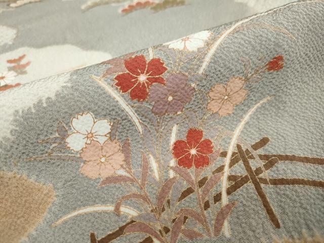 平和屋着物●訪問着 絞り 草花文 金彩 正絹 逸品 DAAW5610ud