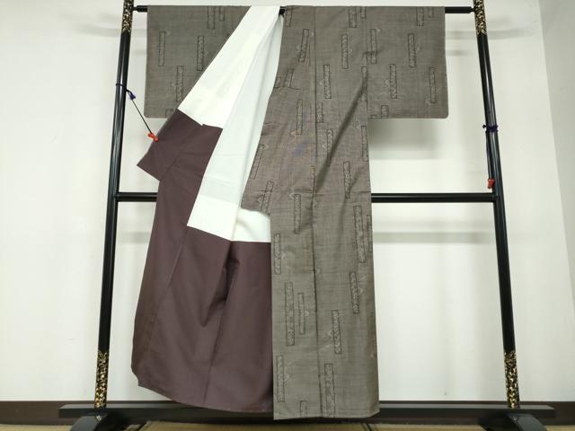 平和屋着物●本場大島紬 9マルキ 短冊草花文 正絹 逸品 未使用 DAAW5688ud