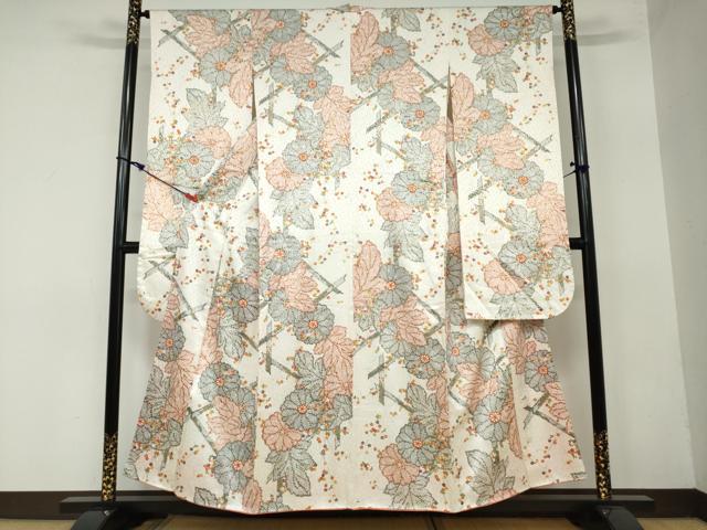 平和屋着物●豪華振袖 草花文 金彩 正絹 逸品 DAAW5735ud