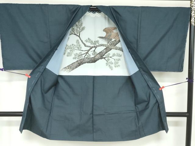 平和屋着物●男性 紬 アンサンブル 長羽織 110亀甲 総詰め 正絹 逸品 DAAW5753ud