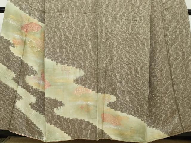 平和屋着物●訪問着 駒刺繍 地紙草花文 金彩 正絹 逸品 DAAW5773ud