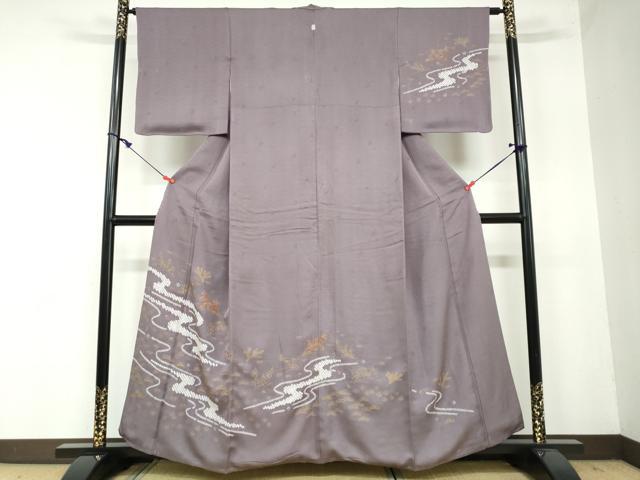 平和屋着物●訪問着 絞り 流水草花文 金彩 正絹 逸品 DAAW5791ud