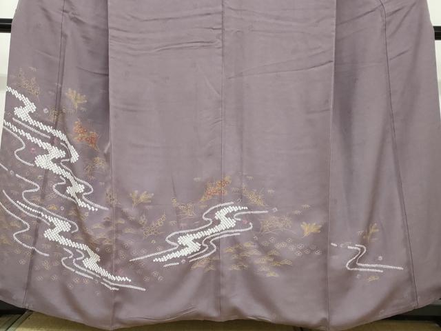 平和屋着物●訪問着 絞り 流水草花文 金彩 正絹 逸品 DAAW5791ud