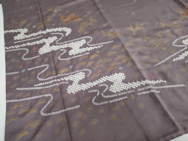 平和屋着物●訪問着 絞り 流水草花文 金彩 正絹 逸品 DAAW5791ud