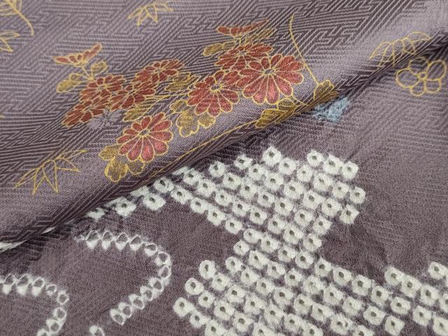 平和屋着物●訪問着 絞り 流水草花文 金彩 正絹 逸品 DAAW5791ud