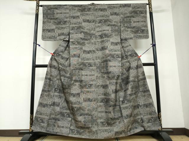 平和屋着物●本場大島紬 9マルキ 風景草花文 正絹 逸品 未使用 DAAW5793ud