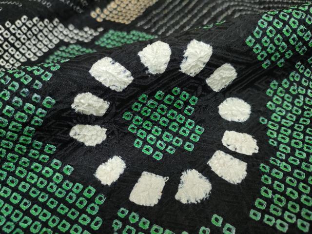 平和屋着物●豪華振袖 総絞り 草花文 黒地 正絹 逸品 DAAW5843ud