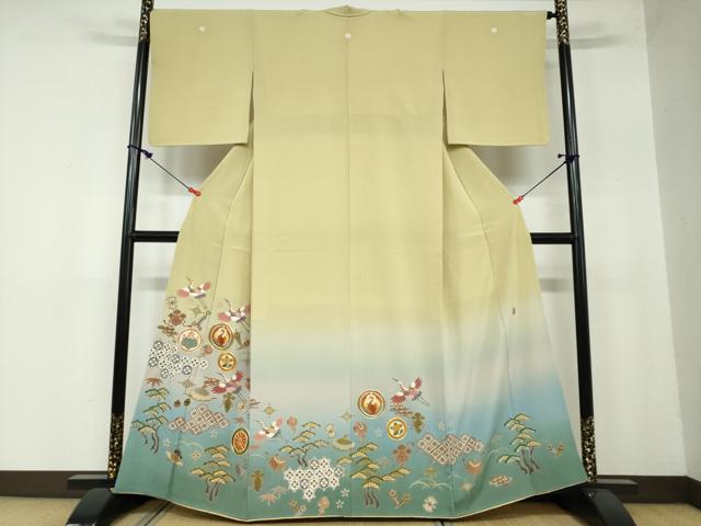 平和屋着物●豪華色留袖 作家物 駒刺繍 吉祥宝尽くし飛鶴丸文 暈し染め 金彩 正絹 逸品 DAAW5849ud