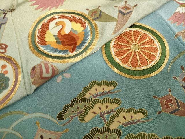 平和屋着物●豪華色留袖 作家物 駒刺繍 吉祥宝尽くし飛鶴丸文 暈し染め 金彩 正絹 逸品 DAAW5849ud