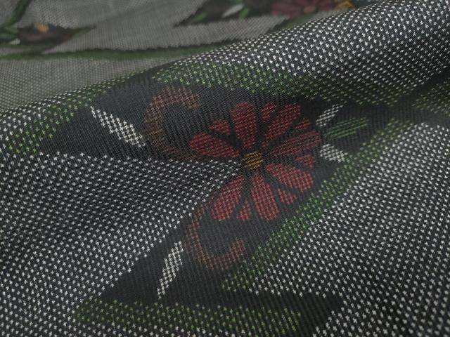 平和屋着物●本場大島紬 7マルキ 松皮菱草花文 正絹 逸品 DAAW5911ud