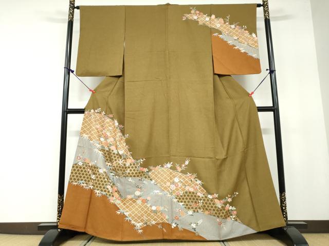 平和屋着物●訪問着 草花文 金彩 正絹 逸品 DAAW5914ud