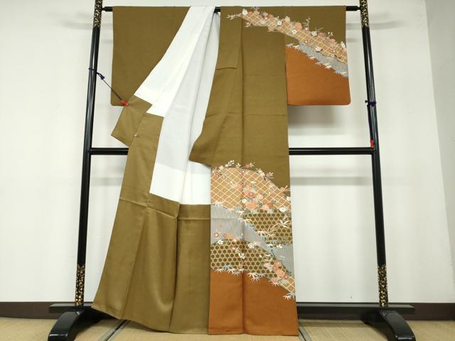 平和屋着物●訪問着 草花文 金彩 正絹 逸品 DAAW5914ud