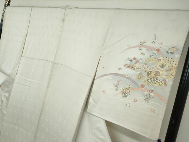 平和屋着物●訪問着 駒刺繍 吉祥草花文 暈し染め 金彩 正絹 逸品 DAAW5931ud