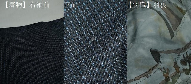 平和屋着物●男性 本場大島紬 アンサンブル 長羽織 抽象文様 正絹 逸品 DAAW5937ud