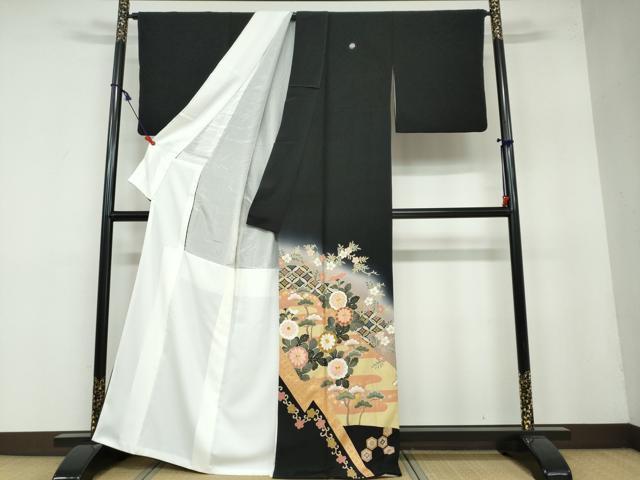 平和屋着物●豪華黒留袖 作家物 駒刺繍 吉祥草花文 暈し染め 金銀彩 正絹 逸品 DAAW5967ud