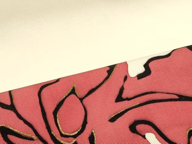 平和屋着物●塩瀬 九寸名古屋帯 草花文 薄卵色 金彩 正絹 逸品 DAAW6575ob