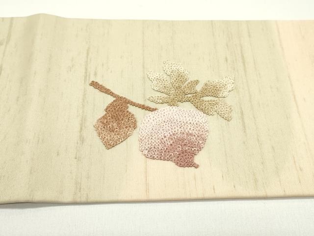 平和屋着物●中国三大刺繍 相良刺繍 総刺繍 九寸名古屋帯 紬地 成り物 正絹 逸品 DAAW6588ob