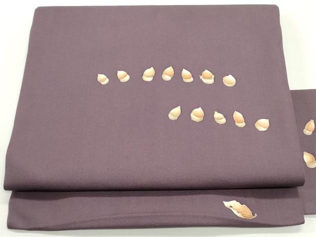 平和屋着物●塩瀬 九寸名古屋帯 どんぐり 桑の実色 正絹 逸品 DAAW6606ob
