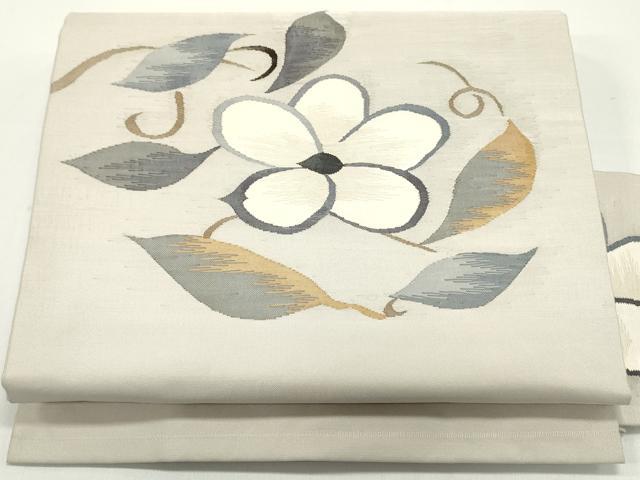 平和屋着物●九寸名古屋帯 すくい織 花唐草文 正絹 逸品 DAAW6660ob