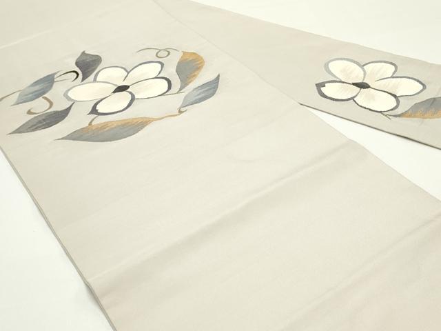 平和屋着物●九寸名古屋帯 すくい織 花唐草文 正絹 逸品 DAAW6660ob
