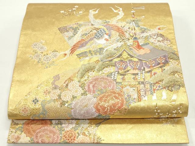 平和屋着物●西陣 長嶋成織物 ながしま帯 太鼓柄袋帯 京の調 瀞金錦 本金箔 正絹 逸品 DAAW6675ob