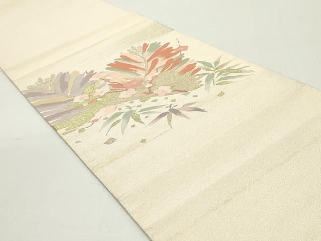 平和屋着物●綴れ 八寸名古屋帯 松葉枝梅文 金銀糸 正絹 逸品 DAAW6679ob