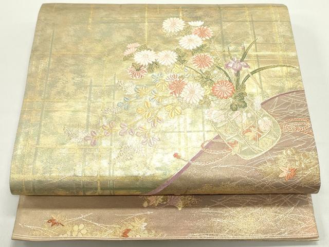 平和屋着物▼西陣 とみや織物謹製 とみや帯 六通柄袋帯 唐織 野点 金糸 引箔 正絹 逸品 DAAW6681ob