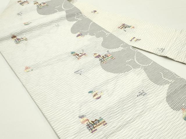 平和屋着物●九寸名古屋帯 すくい織 馬 瓢箪 正絹 逸品 DAAW6724ob